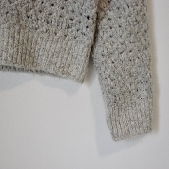 Mango Gray Wool Blend Polo Sweater Openwork Knit BRAND NEW NWT Size Medium - Picture 8 of 13